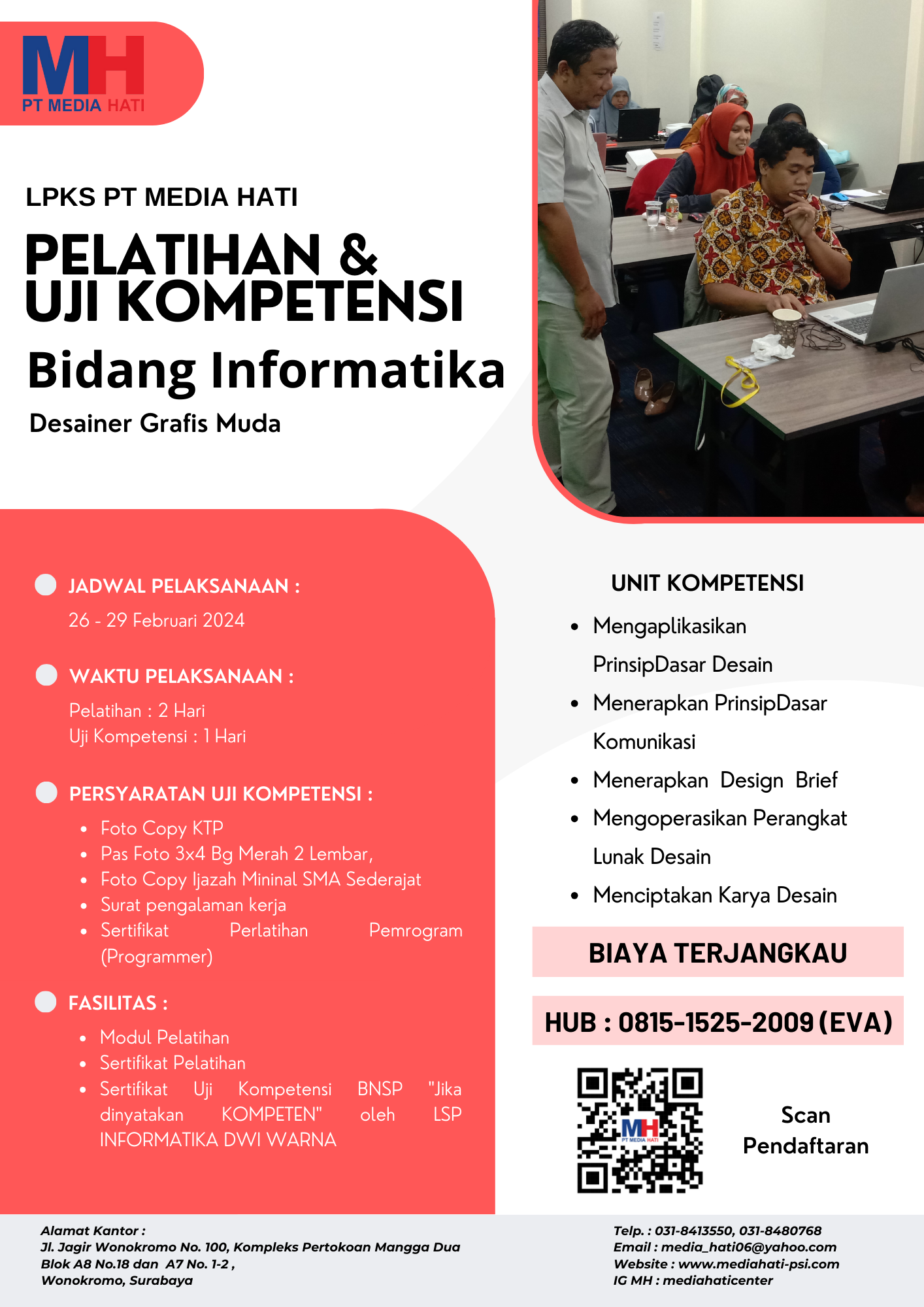 Info Pelatihan dan Uji Kompetensi Tanggal 26 - 29 Februari 2024.